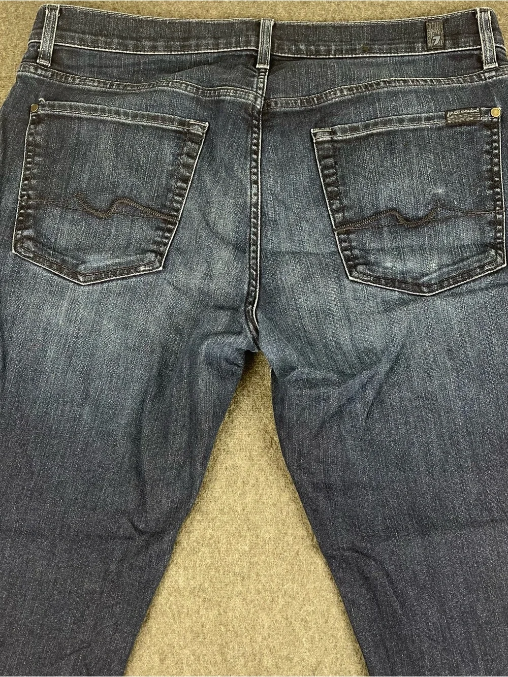 7 For All Mankind Jeans Mens 36x30 Blue Slimmy Slim Straight Stretch Dark Wash